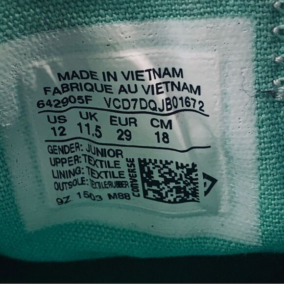 Converse All Star Double Ox Tongue #642905F Black Purple Shoes Junior Size US 12 - Picture 5 of 9